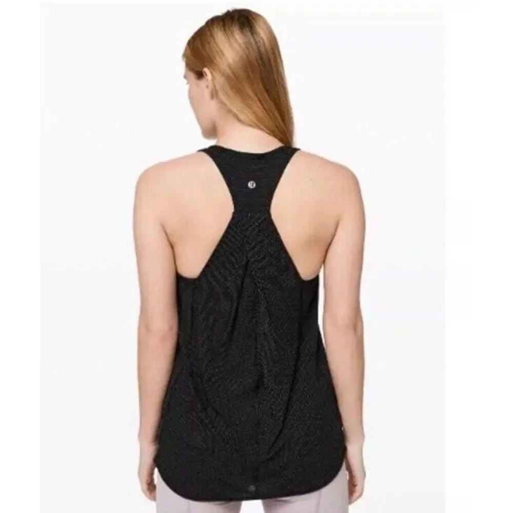 Lululemon 6 Just Pleat It Tank Black Pleated Mesh Back Panel Active